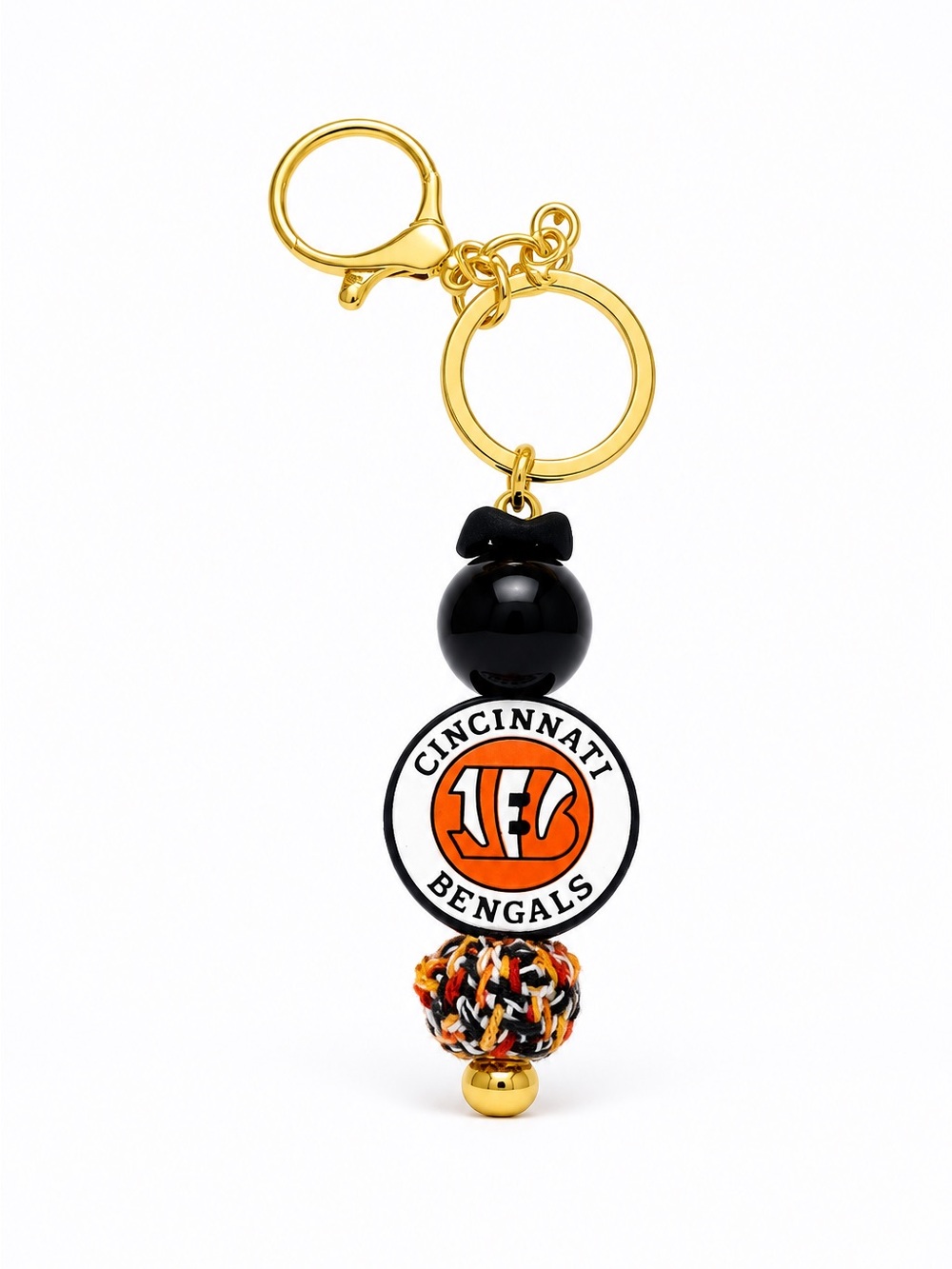 Cincinnati Bengals Football Beaded Keychain Bag Charm